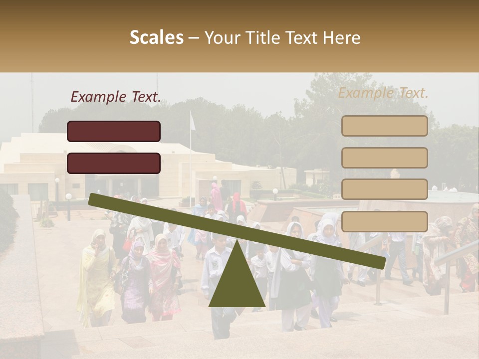 A Group Of People Walking Down A Street Next To A Building PowerPoint Template