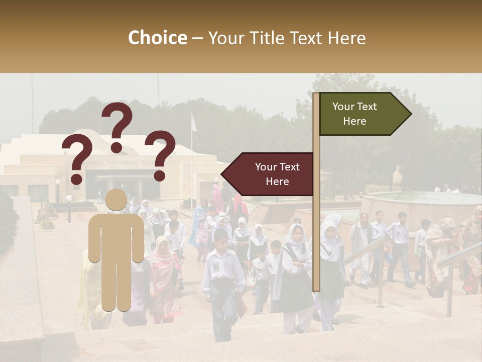 A Group Of People Walking Down A Street Next To A Building PowerPoint Template