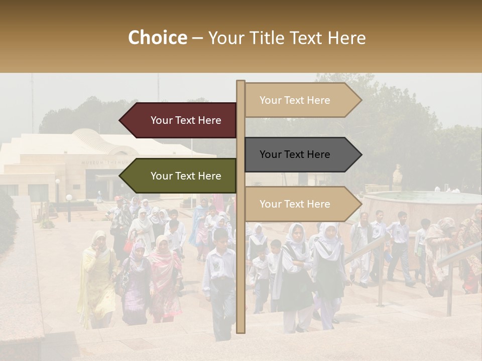 A Group Of People Walking Down A Street Next To A Building PowerPoint Template