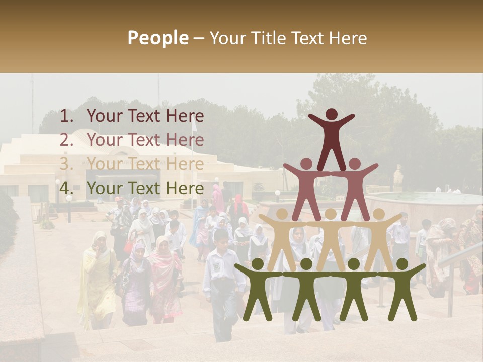 A Group Of People Walking Down A Street Next To A Building PowerPoint Template