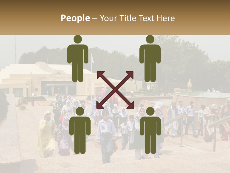 A Group Of People Walking Down A Street Next To A Building PowerPoint Template