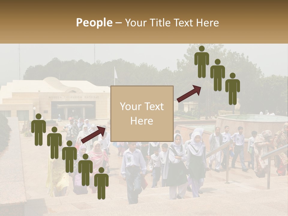 A Group Of People Walking Down A Street Next To A Building PowerPoint Template