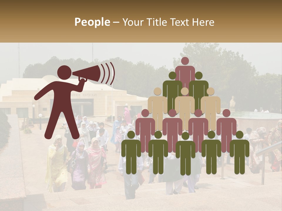 A Group Of People Walking Down A Street Next To A Building PowerPoint Template