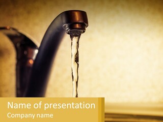 A Faucet With Water Flowing Out Of It PowerPoint Template