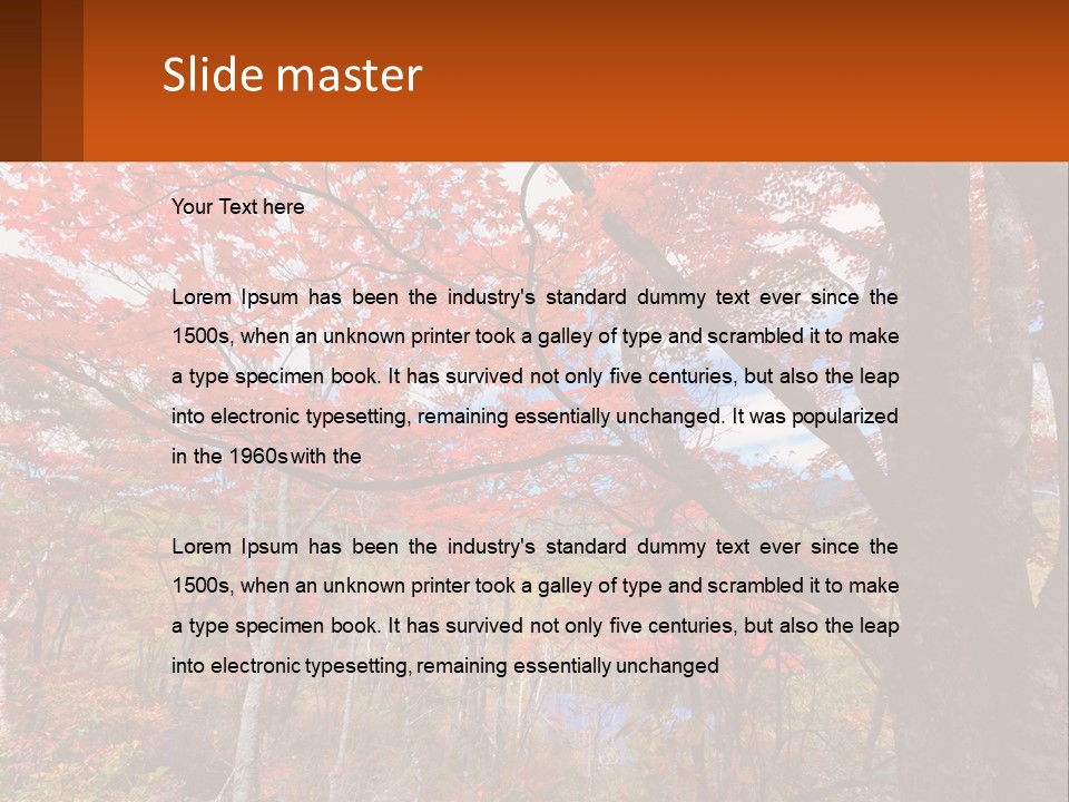 A Tree With Red Leaves In A Forest PowerPoint Template