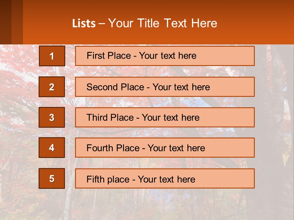 A Tree With Red Leaves In A Forest PowerPoint Template