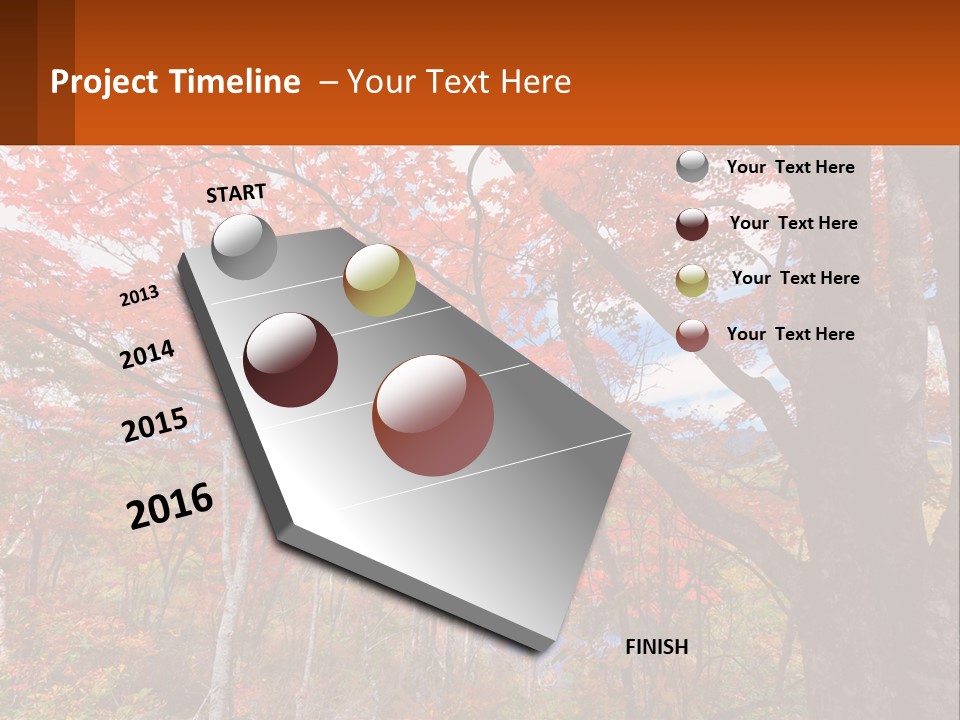 A Tree With Red Leaves In A Forest PowerPoint Template