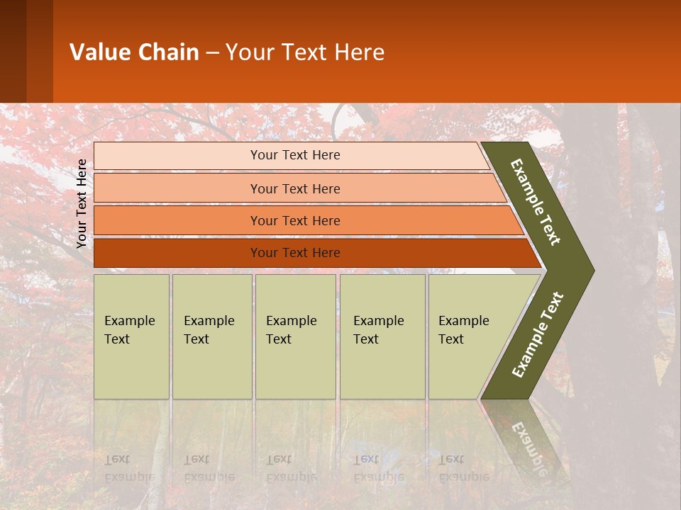 A Tree With Red Leaves In A Forest PowerPoint Template