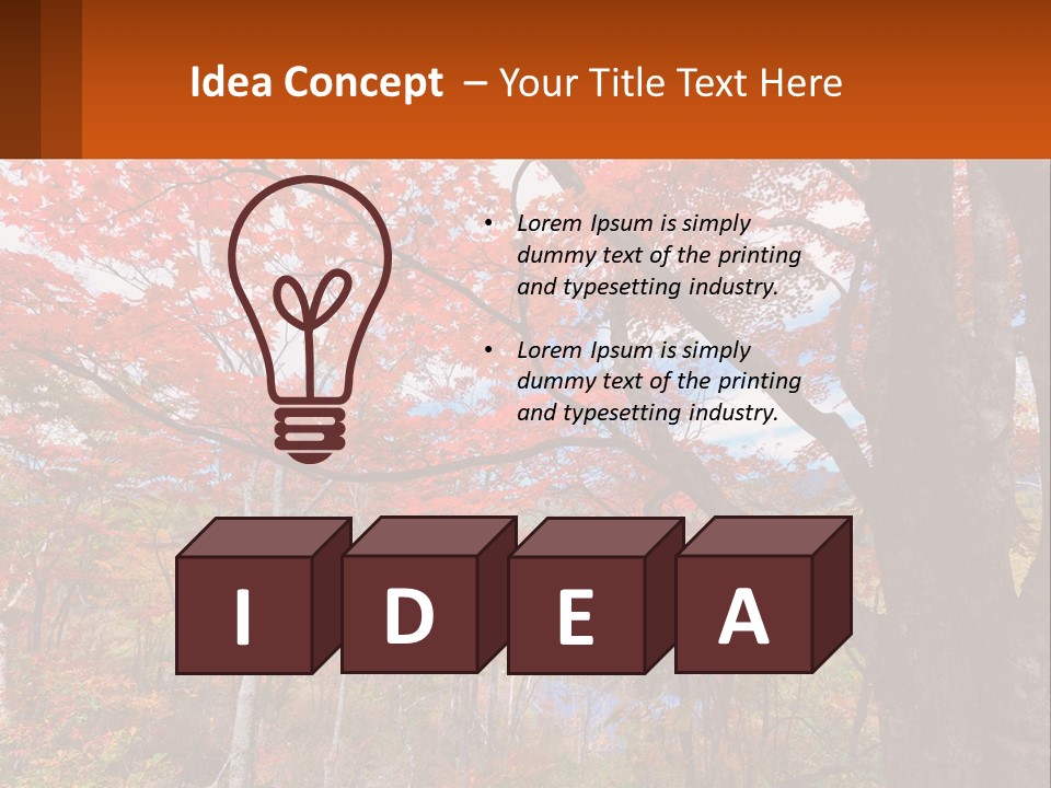 A Tree With Red Leaves In A Forest PowerPoint Template