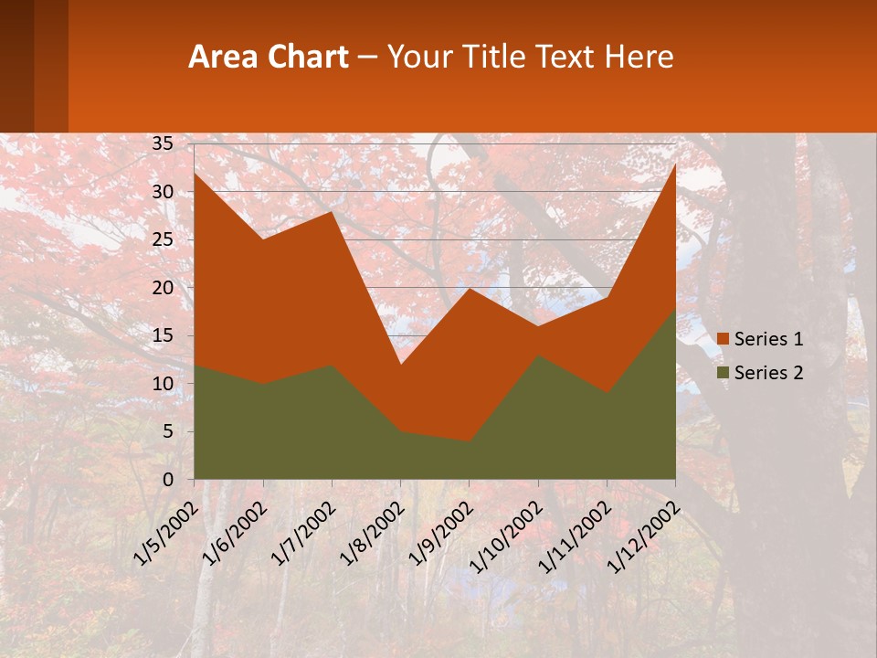 A Tree With Red Leaves In A Forest PowerPoint Template