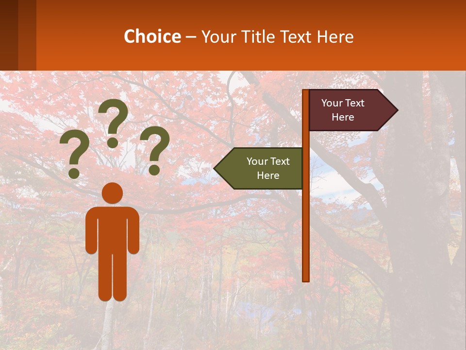 A Tree With Red Leaves In A Forest PowerPoint Template