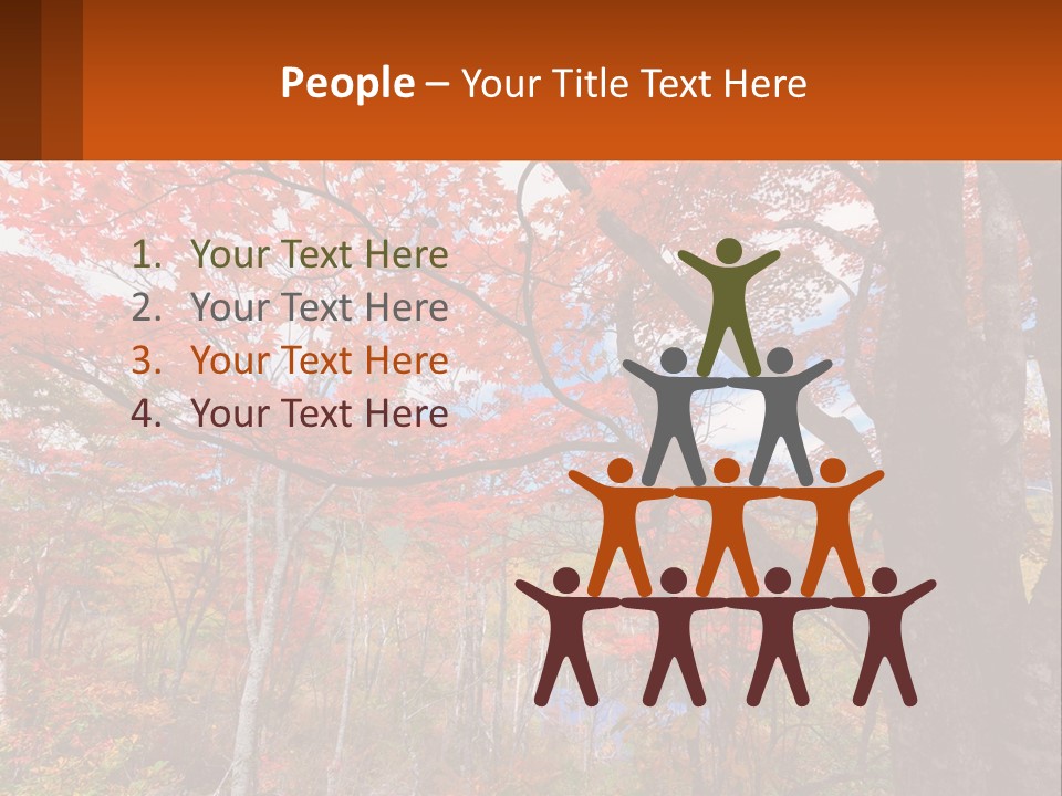 A Tree With Red Leaves In A Forest PowerPoint Template