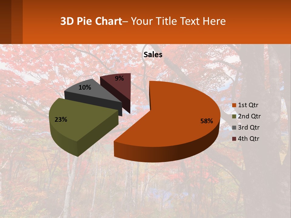 A Tree With Red Leaves In A Forest PowerPoint Template