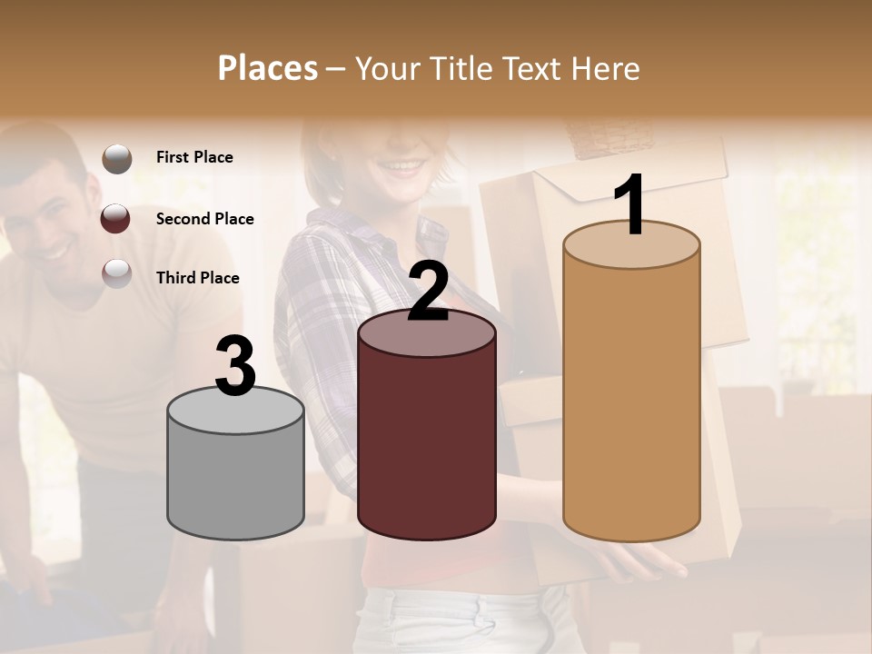 A Man And A Woman Carrying Boxes In A Room PowerPoint Template