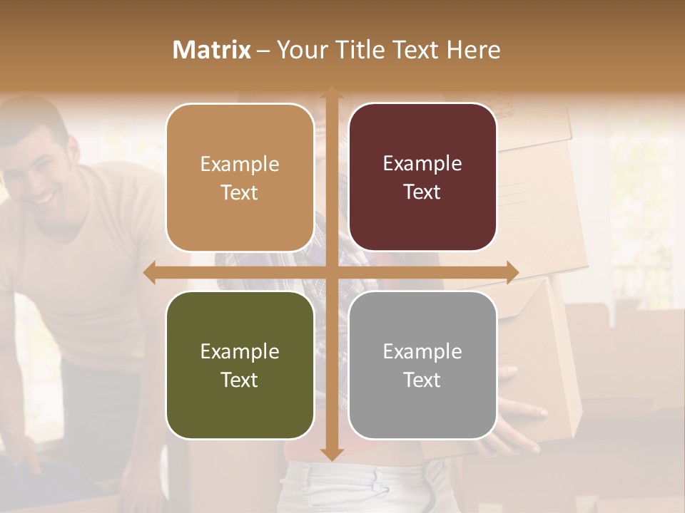 A Man And A Woman Carrying Boxes In A Room PowerPoint Template