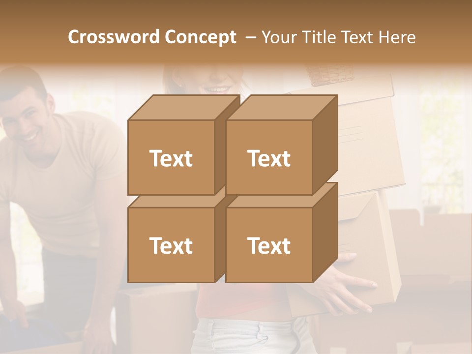 A Man And A Woman Carrying Boxes In A Room PowerPoint Template