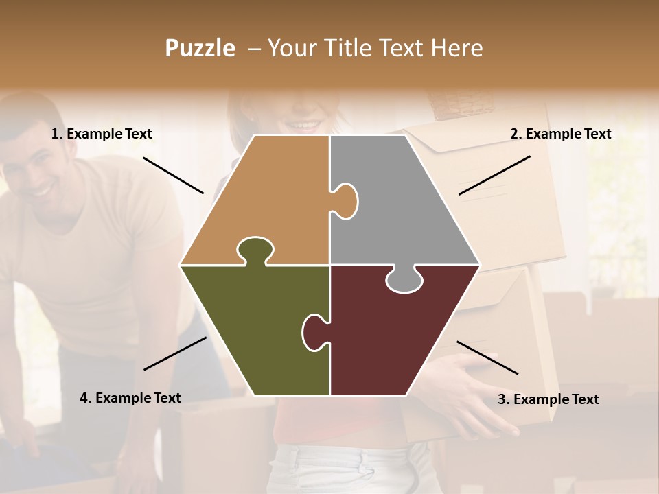 A Man And A Woman Carrying Boxes In A Room PowerPoint Template