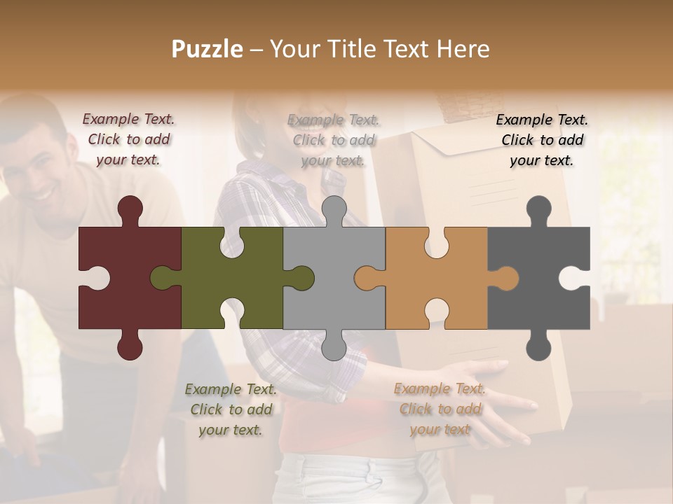 A Man And A Woman Carrying Boxes In A Room PowerPoint Template