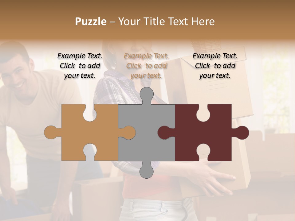 A Man And A Woman Carrying Boxes In A Room PowerPoint Template