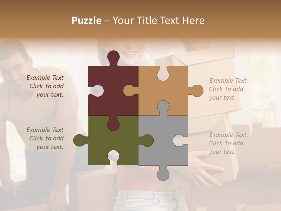 A Man And A Woman Carrying Boxes In A Room PowerPoint Template