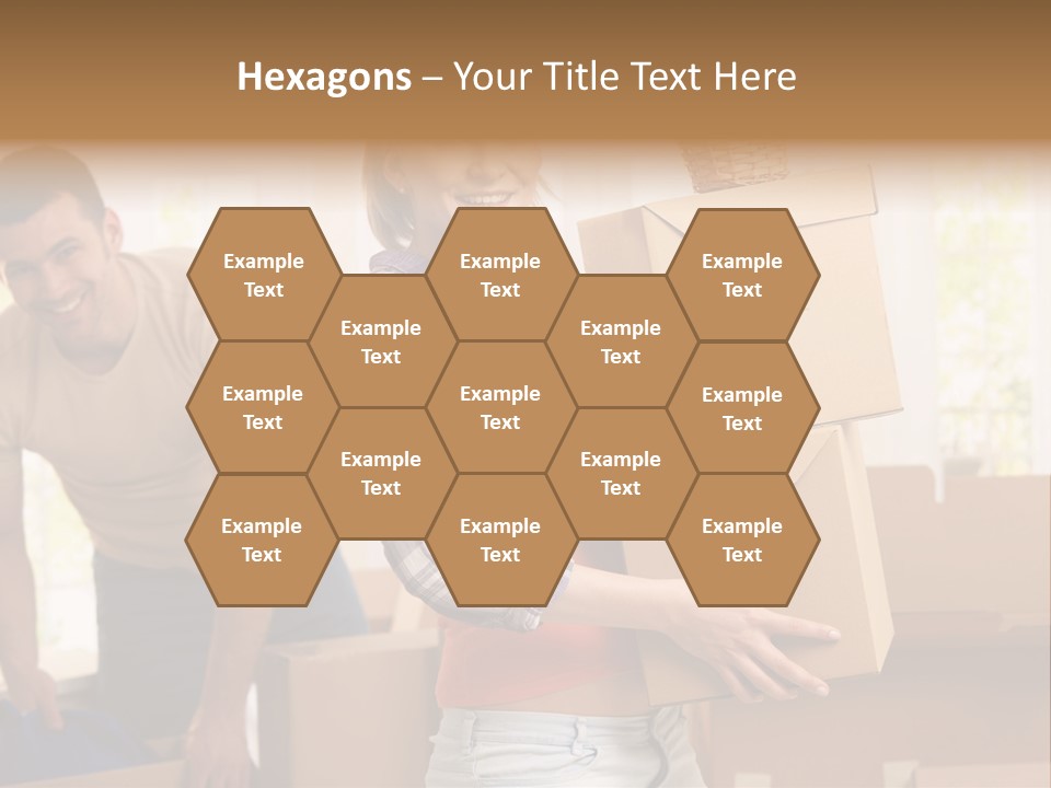 A Man And A Woman Carrying Boxes In A Room PowerPoint Template