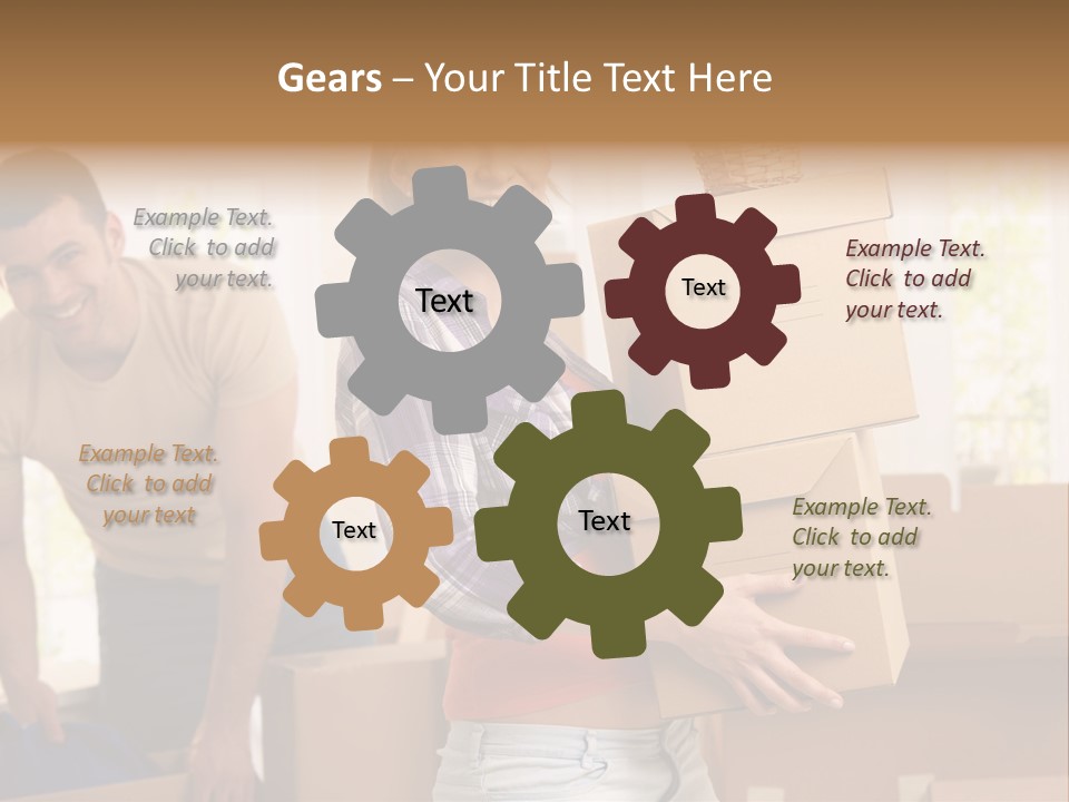 A Man And A Woman Carrying Boxes In A Room PowerPoint Template