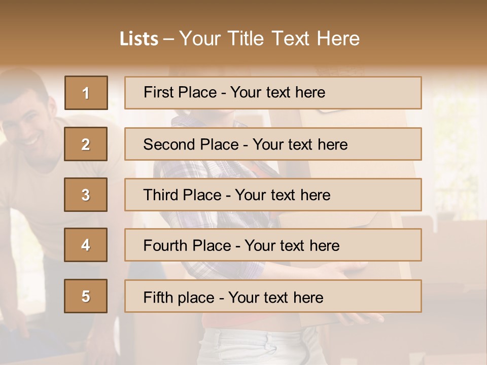A Man And A Woman Carrying Boxes In A Room PowerPoint Template