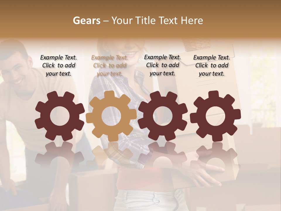 A Man And A Woman Carrying Boxes In A Room PowerPoint Template