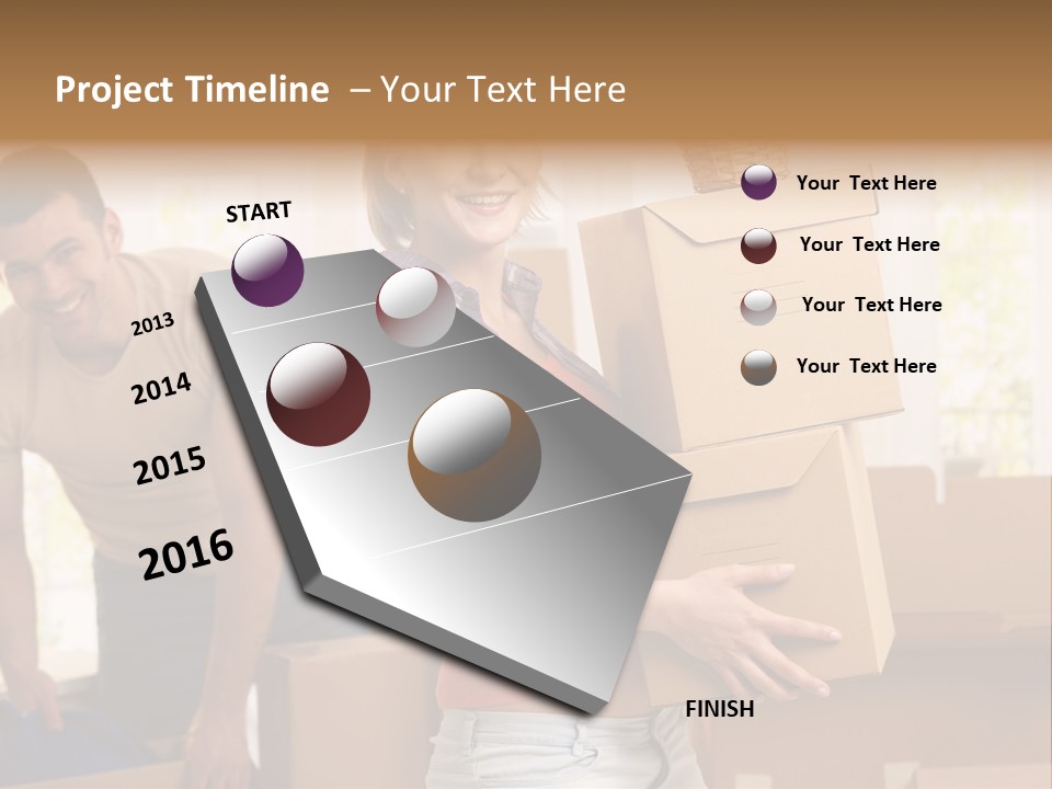 A Man And A Woman Carrying Boxes In A Room PowerPoint Template