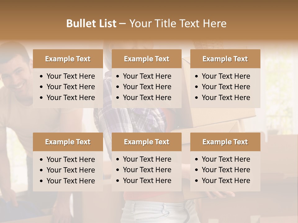 A Man And A Woman Carrying Boxes In A Room PowerPoint Template