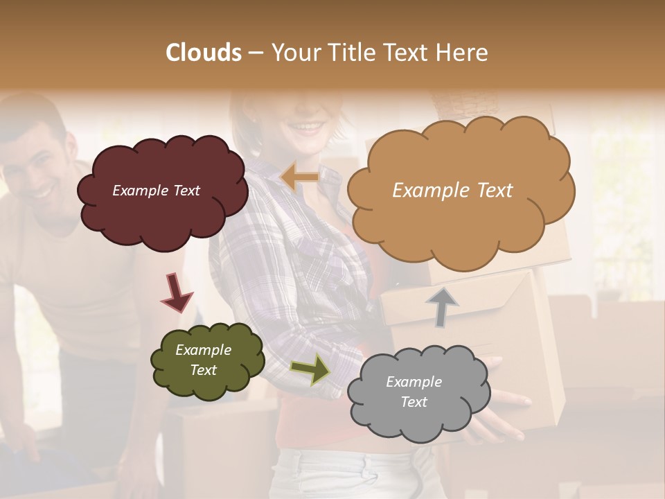 A Man And A Woman Carrying Boxes In A Room PowerPoint Template