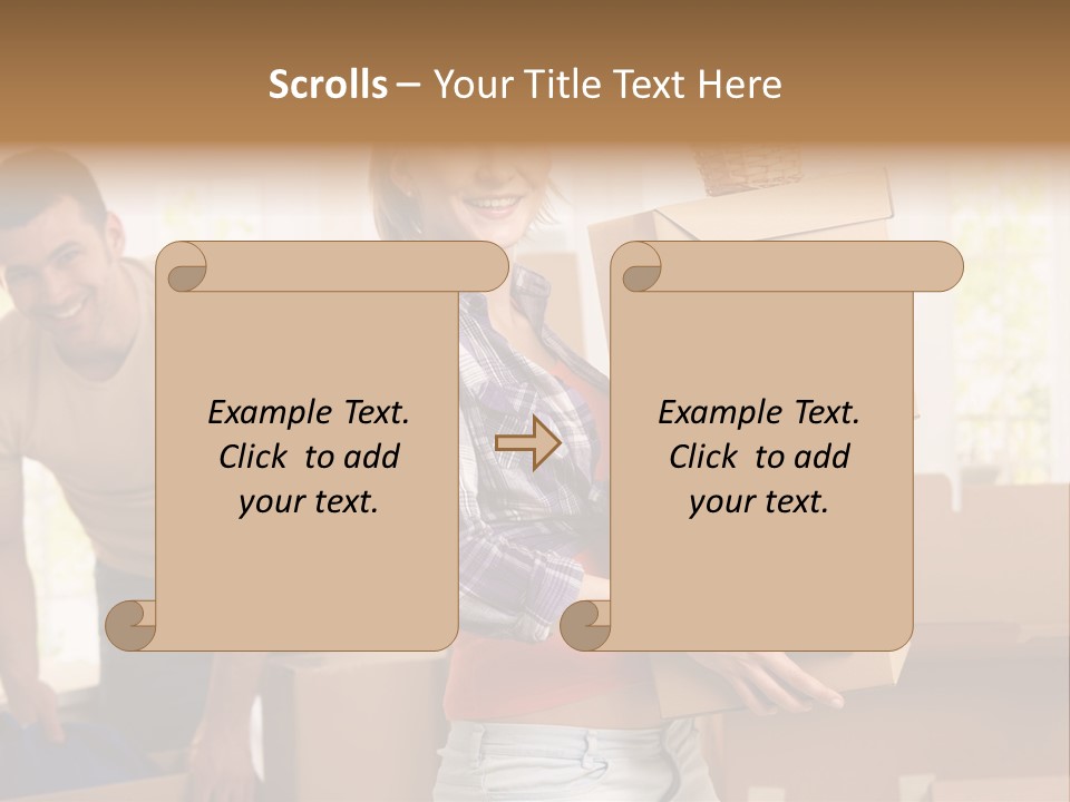 A Man And A Woman Carrying Boxes In A Room PowerPoint Template