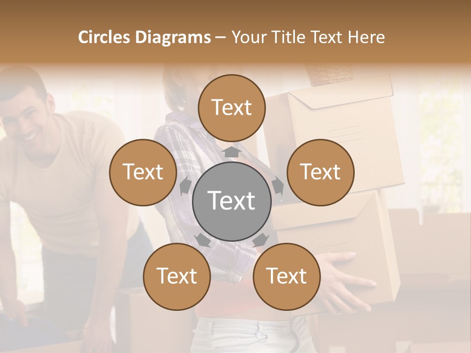 A Man And A Woman Carrying Boxes In A Room PowerPoint Template