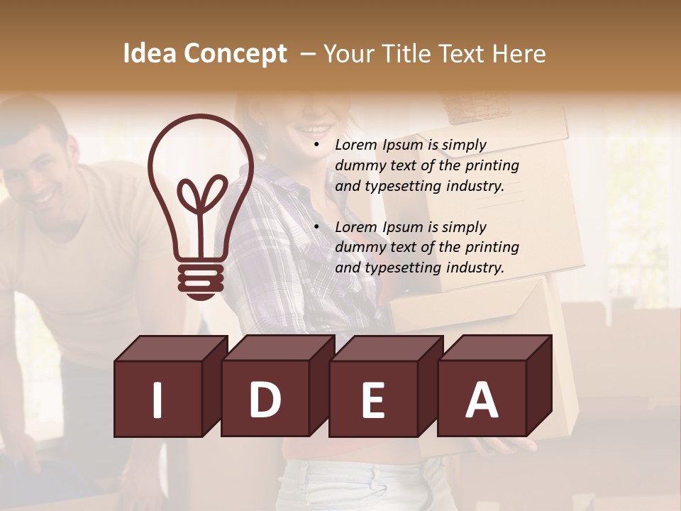 A Man And A Woman Carrying Boxes In A Room PowerPoint Template