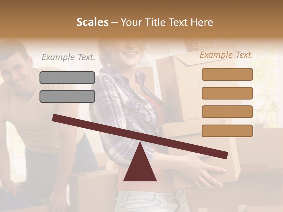A Man And A Woman Carrying Boxes In A Room PowerPoint Template