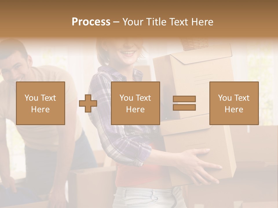 A Man And A Woman Carrying Boxes In A Room PowerPoint Template