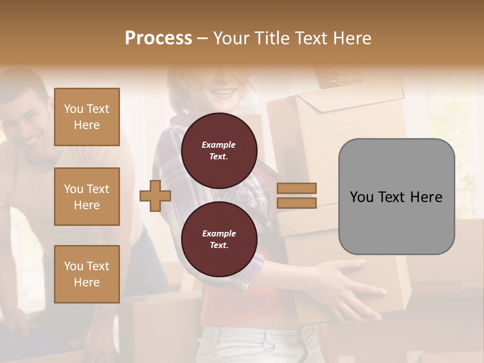 A Man And A Woman Carrying Boxes In A Room PowerPoint Template