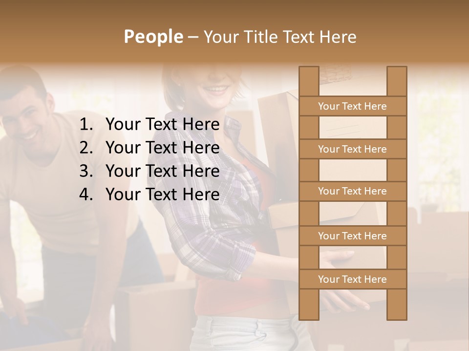 A Man And A Woman Carrying Boxes In A Room PowerPoint Template