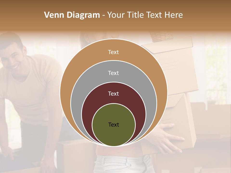 A Man And A Woman Carrying Boxes In A Room PowerPoint Template