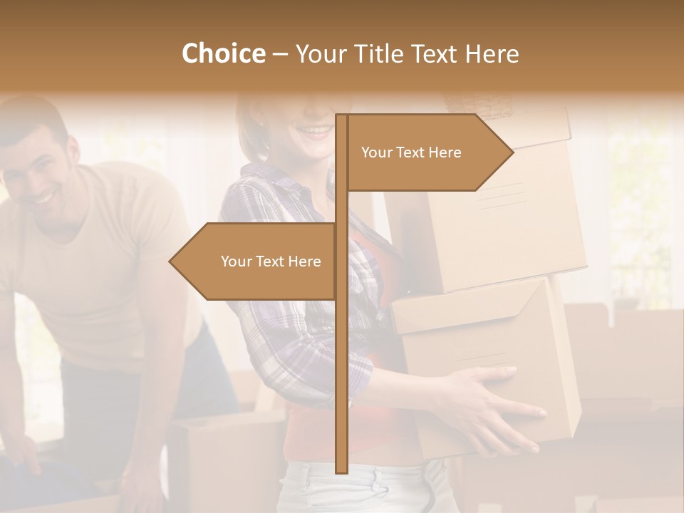 A Man And A Woman Carrying Boxes In A Room PowerPoint Template