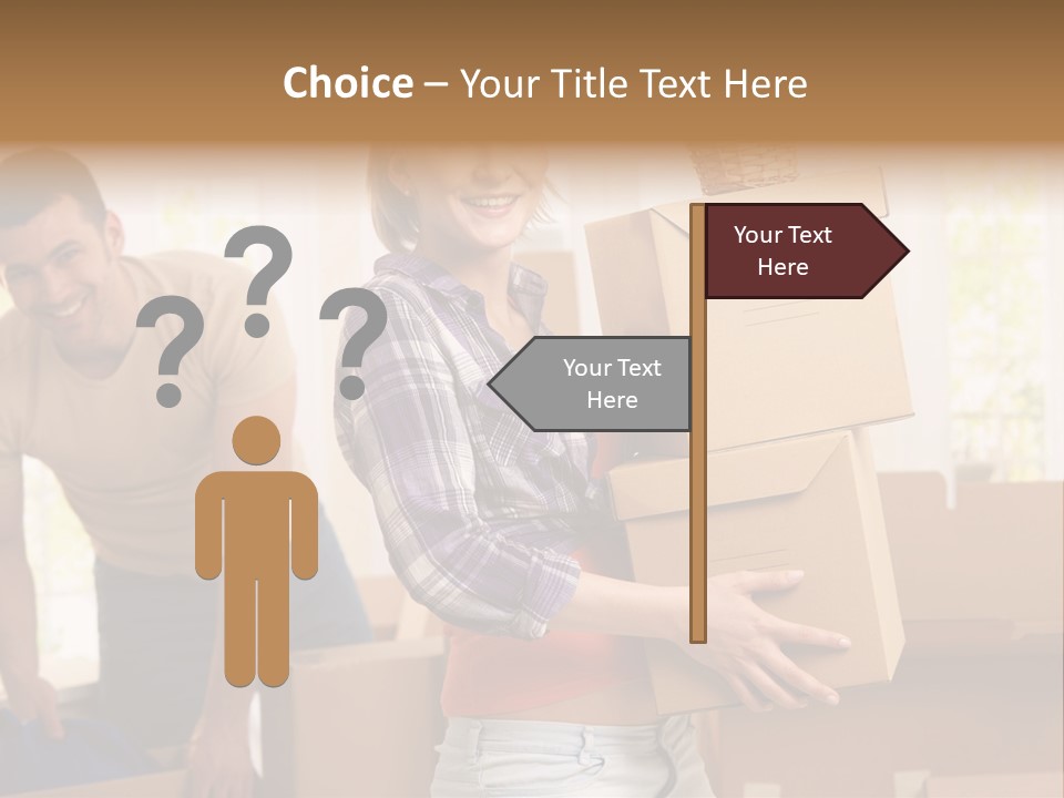 A Man And A Woman Carrying Boxes In A Room PowerPoint Template