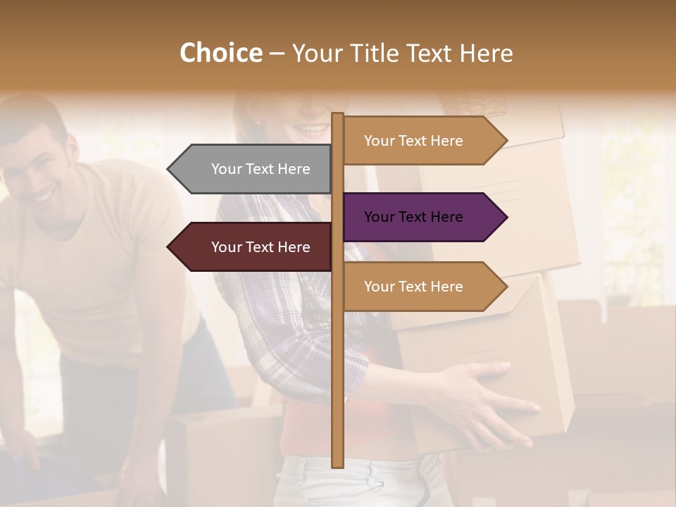A Man And A Woman Carrying Boxes In A Room PowerPoint Template