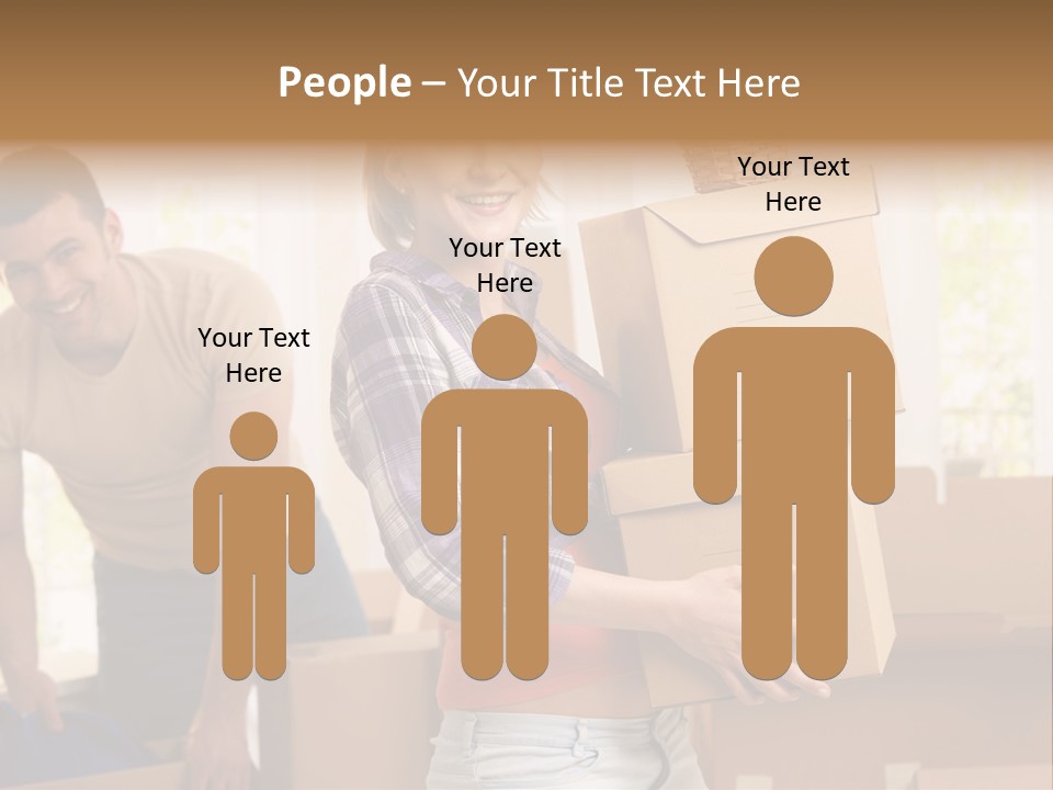 A Man And A Woman Carrying Boxes In A Room PowerPoint Template