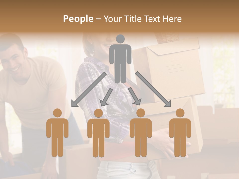 A Man And A Woman Carrying Boxes In A Room PowerPoint Template