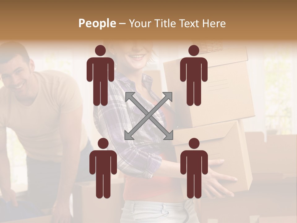 A Man And A Woman Carrying Boxes In A Room PowerPoint Template