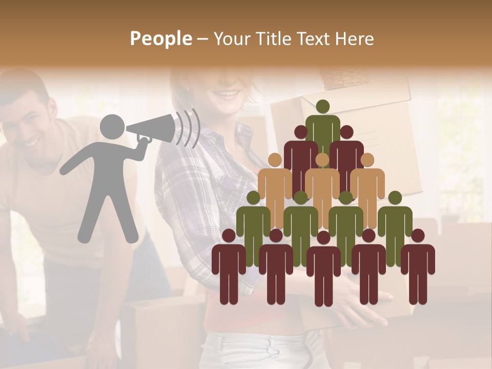 A Man And A Woman Carrying Boxes In A Room PowerPoint Template