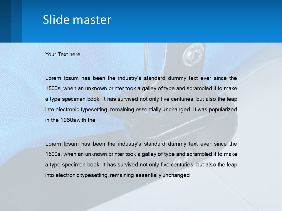 A Close Up Of A Sewing Machine With A Blue Cover PowerPoint Template