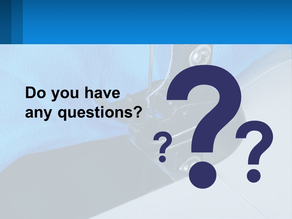 A Close Up Of A Sewing Machine With A Blue Cover PowerPoint Template