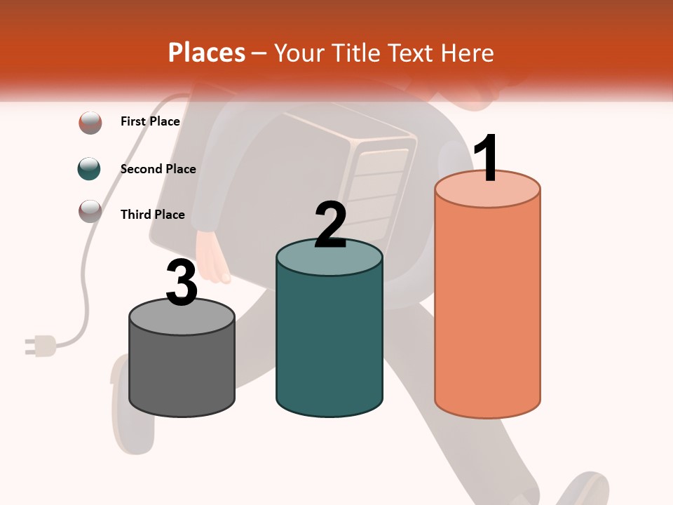 A Cartoon Man Running With A Computer On His Back PowerPoint Template