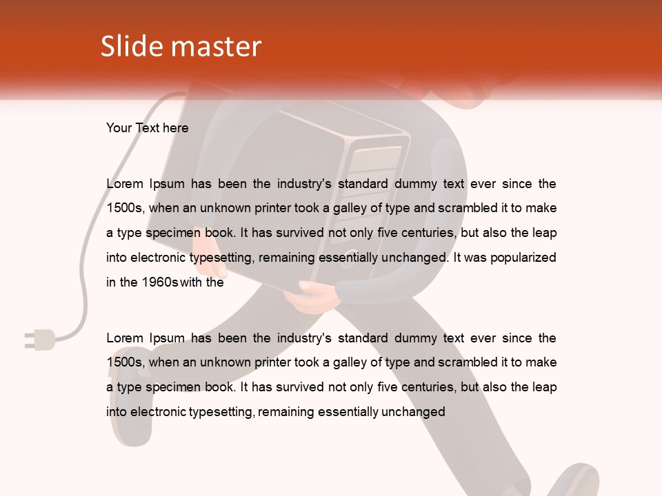 A Cartoon Man Running With A Computer On His Back PowerPoint Template